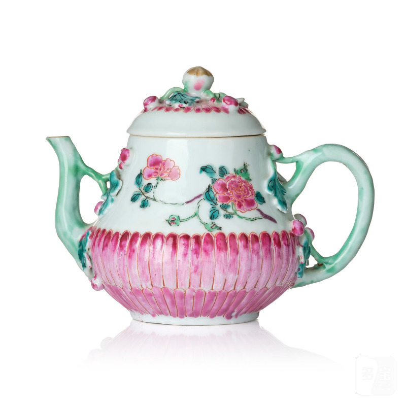A famille rose tea pot with cover,